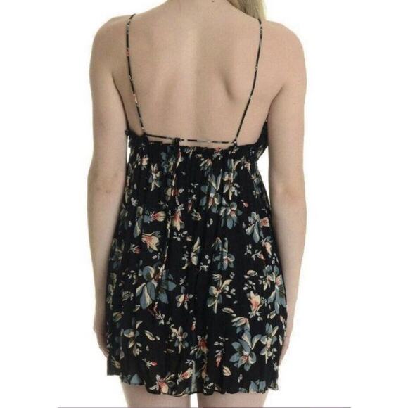 INTIMATELY FREE PEOPLE‎ Jolene Mini Slip Dress Black Floral Dark Romantic Sz M - Picture 3 of 11